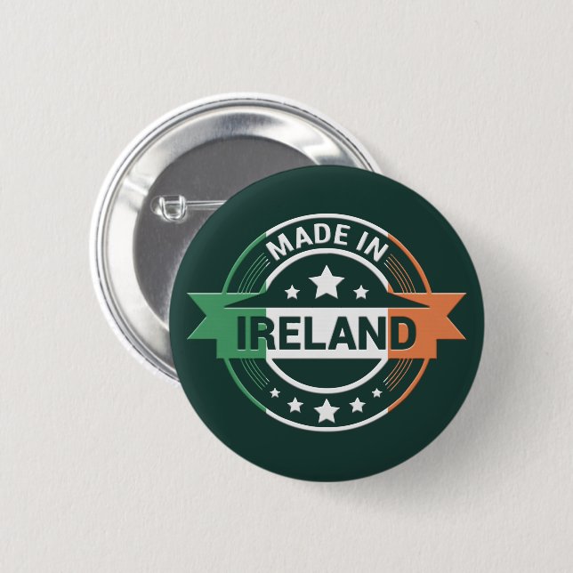 Irish Flag Colors Made in Ireland St Patrick Button (Vorne & Hinten)