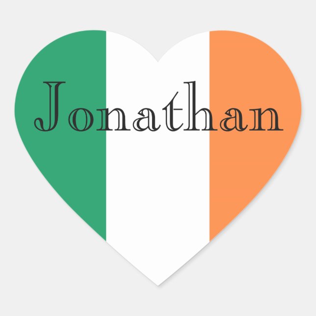 Irish Flag Customizable Name stkcnt Herz-Aufkleber (Vorderseite)