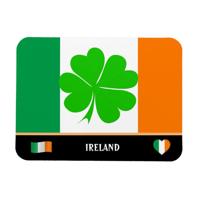 Irish Flag & Glücksklee Blatt / Ireland Magnet (Horizontal)