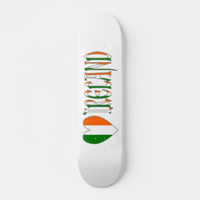 Irish Flag Heart & Word Irland Skateboard (Vorne)