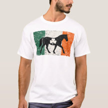 Irish Flag Horse with Shamrock Vintage Art