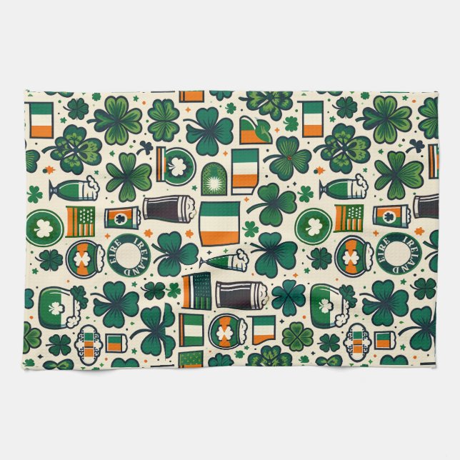 Irish Flag Ireland St. Patricks Day Slainte Geschirrtuch (Horizontal)