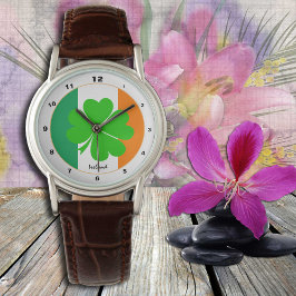 Irish Flag & Ireland Trendmode / Kleeblatt Armbanduhr