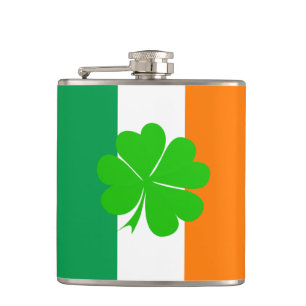 Irish Flag & Kleeblatt, Ferien Irland/Sportfans Flachmann