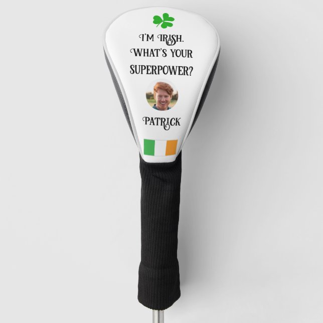 Irish Flag & Kleeblatt Foto Golf Head Cover Headcover (Vorderseite)