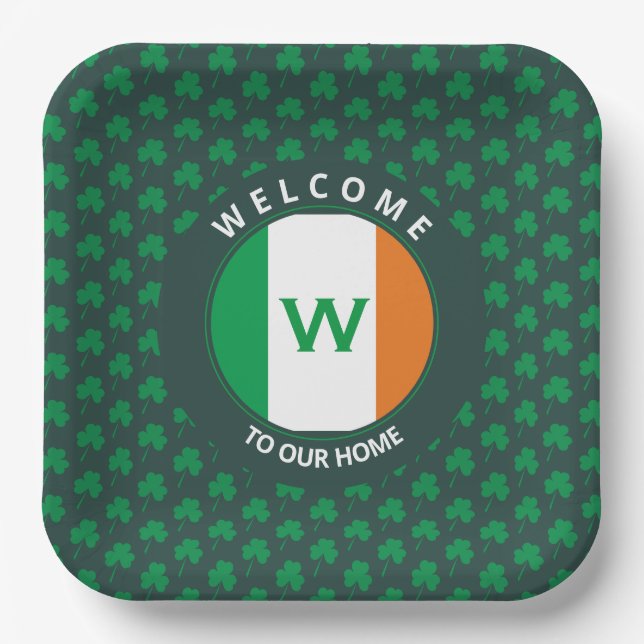 Irish Flag Kleeblatt für die Bezeichnung Monogram Pappteller (Vorderseite)