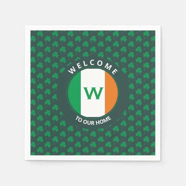 Irish Flag Kleeblatt für die Bezeichnung Monogram Serviette (Vorderseite)