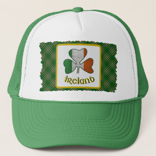 Irish Flag Kleeblatt Irish National Tartan Truckerkappe