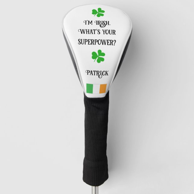 Irish Flag & Kleeblatt personalisiert Golf Head Co Headcover (Vorderseite)