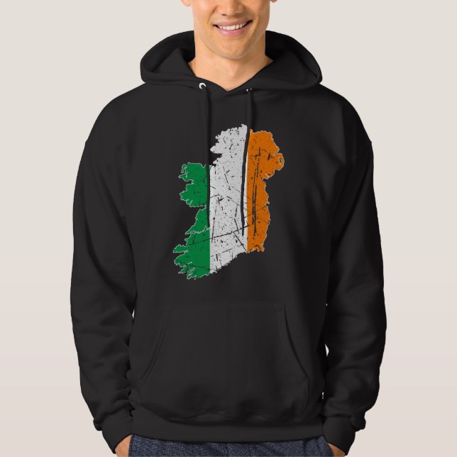 Irish Flag Map Souvenir Distressed Ireland Adults  Hoodie (Vorderseite)