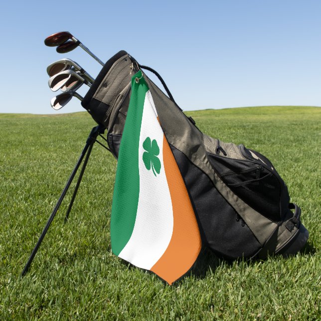 Irish Flag Patriotic Ireland Flag Lucky Clover Golfhandtuch (Gras)
