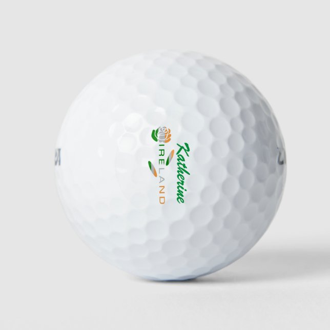 Irish Flag Rose Personalisiert Golfball (Vorderseite)