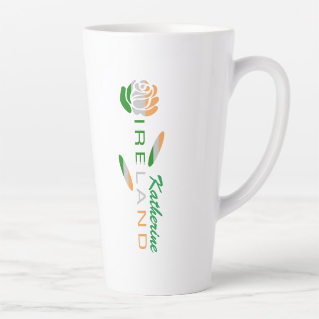 Irish Flag Rose Personalisiert Large Milchtasse (Rechts)