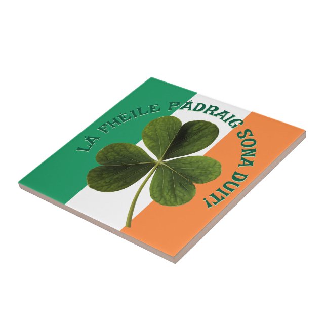 Irish Flag Shamrock Lá Fhéile Pádraig Sona Fliese (Seite)