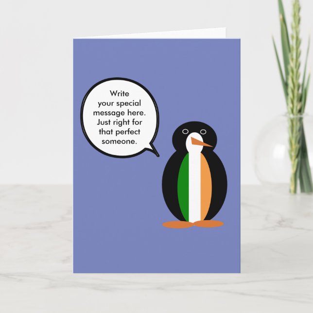 Irish Flag Vortrag von Frau Penguin Karte (Vorderseite)