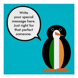 Irish Flag Vortrag von Frau Penguin Personalisiert Poster
