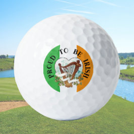 Irish flag with Vintage harp and Shamrock  Golfball