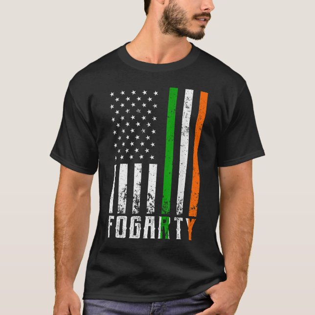 Irish FOGARTY Family American Flag Ireland Flag T-Shirt (Vorderseite)