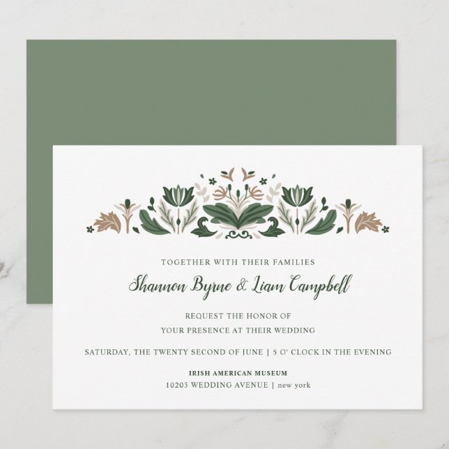Irish Folk Art | Moderne Celtic Wedding Einladung (Vorne/Hinten)