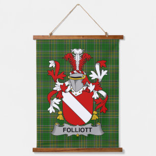 Irish Folliott Coat of Arms Familienwappen Wandteppich Mit Holzrahmen