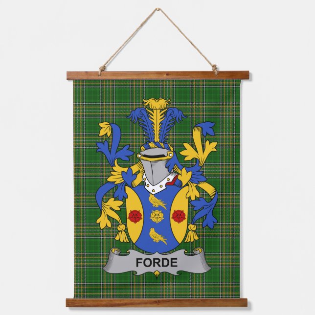 Irish Forde oder Consnave Coat of Arms Familienwap Wandteppich Mit Holzrahmen (Vorderseite)