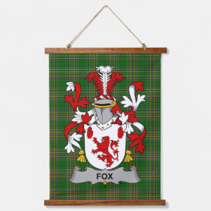 Irish Fox Coat of Arms Familienwappen Wandteppich Mit Holzrahmen
