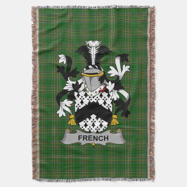 Irish French Coat of Arms Familienwappen Irland Decke (Vorderseite Vertikal)