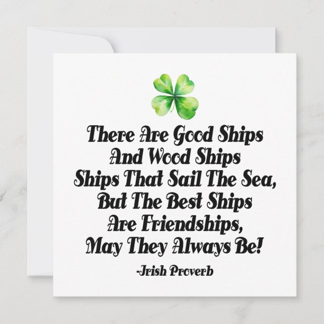 Irish Friendship Ships Proverb Four Leaf Clover  (Vorderseite)