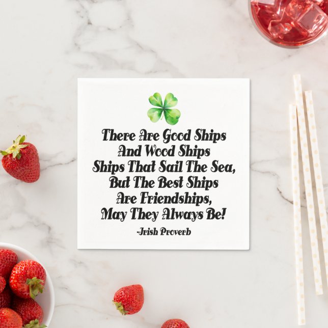 Irish Friendship Ships Proverb Four Leaf Clover  Serviette (Beispiel)