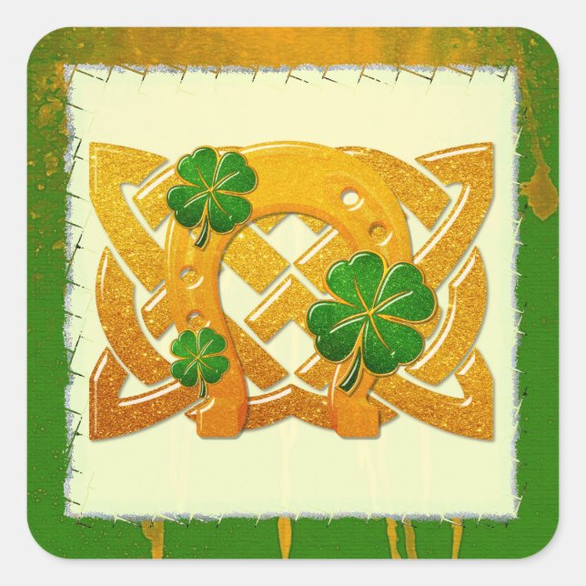 Irish Fun 3D Whimsey 2 Quadratischer Aufkleber (Vorderseite)