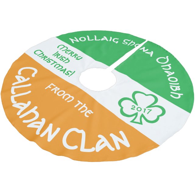 Irish Gaelic Christmas Grußflagge Irland Polyester Weihnachtsbaumdecke (Schrägansicht)