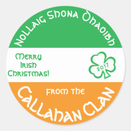 Irish Gaelic Merry Christmas Personalized Runder Aufkleber