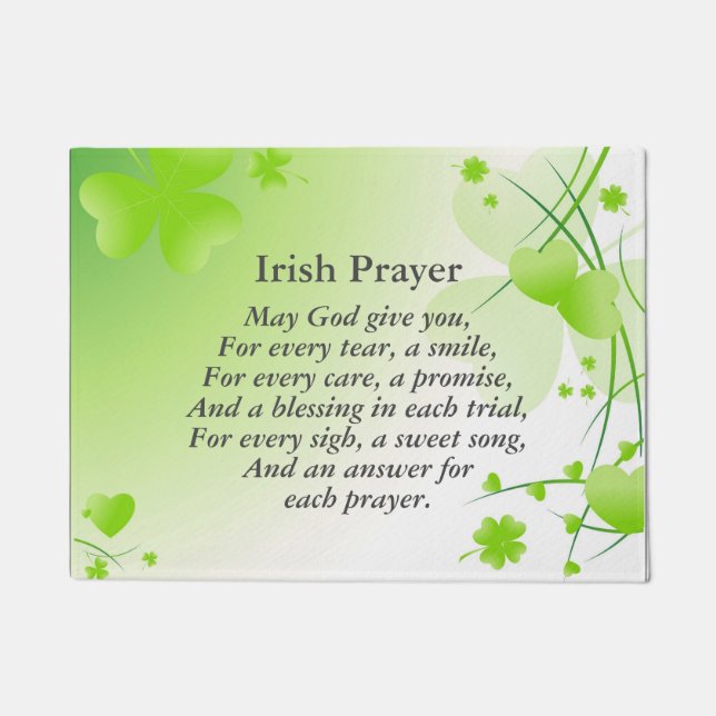 Irish Gebet Green Hearts and Kleeblatts Fußmatte (Vorderseite)