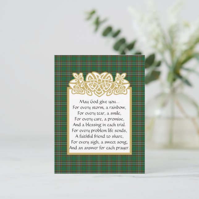 Irish Gebet keltic Border und Tartan Postkarte (Stehend Vorderseite)