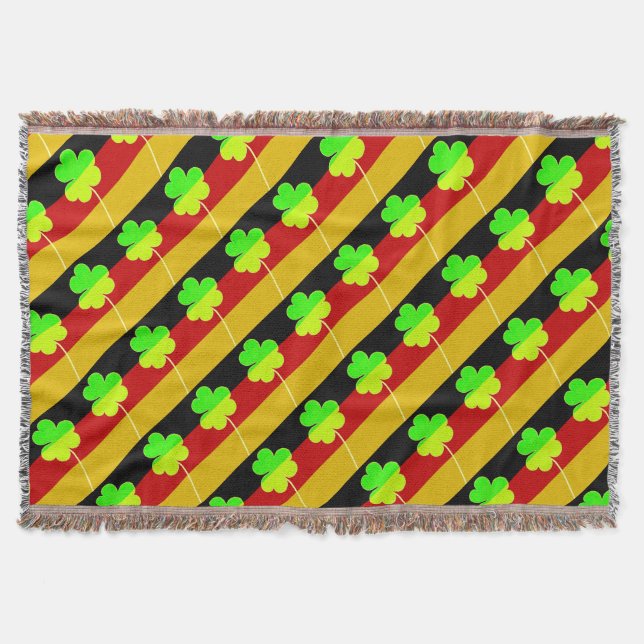 Irish German Flag Kleeblatt Clover St Patrick Fun Decke (Vorderseite)