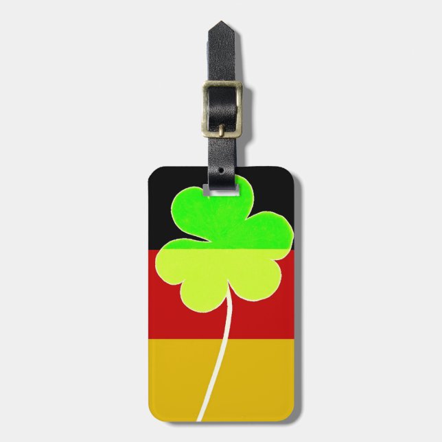 Irish German Flag Kleeblatt Clover St Patrick Fun Gepäckanhänger (Vorderseite vertikal)