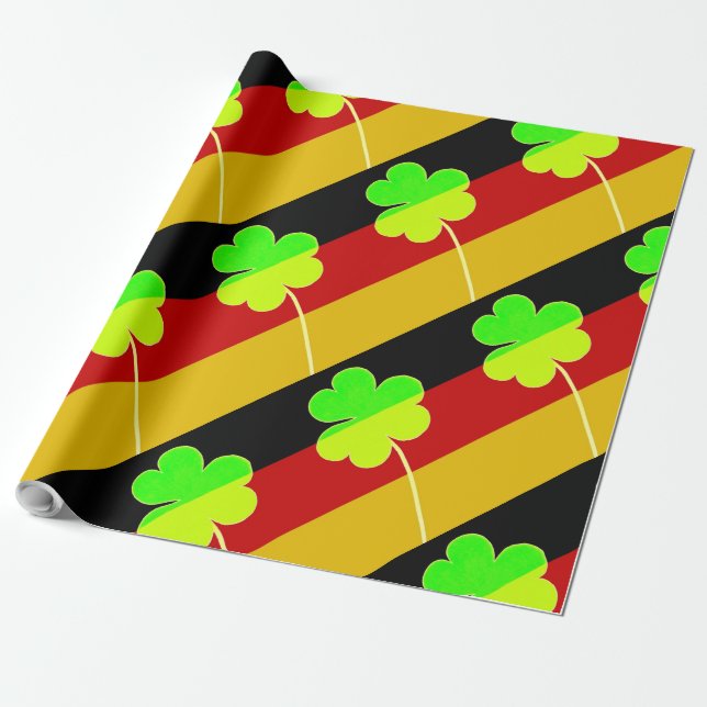 Irish German Flag Kleeblatt Clover St Patrick Fun Geschenkpapier (Ungerollt)
