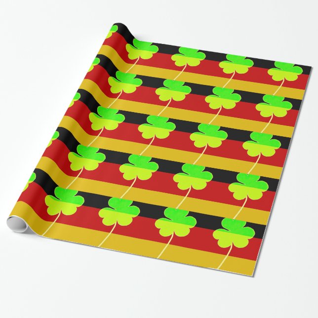 Irish German Flag Kleeblatt Clover St Patrick Fun Geschenkpapier (Ungerollt)