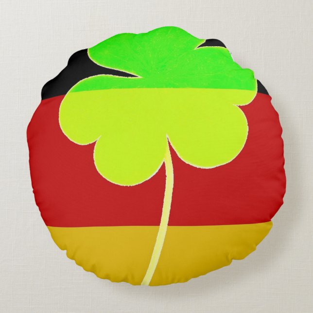Irish German Flag Shamrock Clover St. Patrick Fun Rundes Kissen (Rückseite)