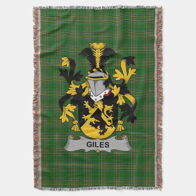 Irish Giles oder Gyles Coat of Arms Familienwappen Decke (Vorderseite Vertikal)