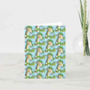IRISH GIRAFFE ST. PATRICKS DACHGREETING CARD Blank Karte