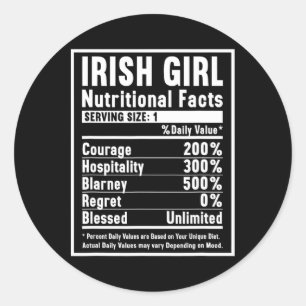 Irish Girl Nutrition Fakten Runder Aufkleber