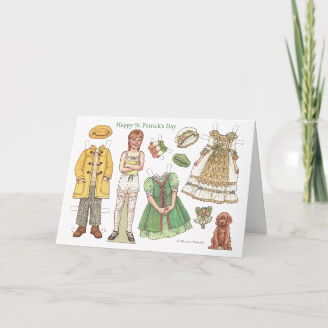 Irish Girl St. Patrick's Day Paper Doll Card Karte (Vorderseite)