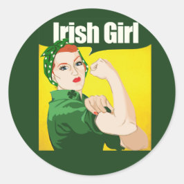 Irish Girl Vintag Rosie Riveter Runder Aufkleber