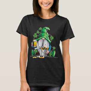Irish Gnome Drink Beer Lucky Kleeblatt Gnome St Pa T-Shirt