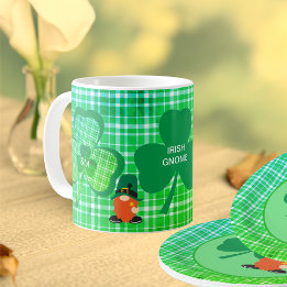 Irish Gnome Monogram Kleeblatt St Patricks Kaffeetasse