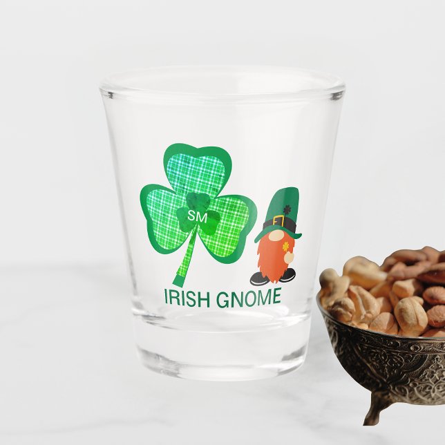 Irish Gnome Monogram Kleeblatt St Patricks Schnapsglas (Irish Gnome Monogram Shamrock St Patrick's Shot Glass)