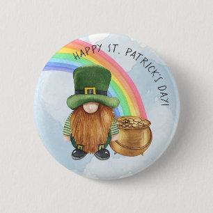 Irish Gnome Pot of Gold Custom St Patrick's Day Button