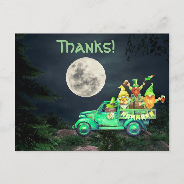 Irish Gnomes und Vollmond Danke! Danke Postkarte (Vorderseite)