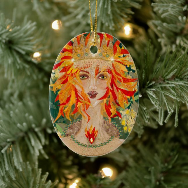 Irish Goddess Eire Fiery Redhead Ginger Fire Queen Keramik Ornament (Baum)